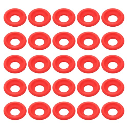 sourcing map 25 Pcs Silicone Rubber Gaskets Washer, High Pressure Leak-proof Beer Bottle Gasket Seals Top Washers for Home Brew Swing Flip Beer Soda Bottle, Red