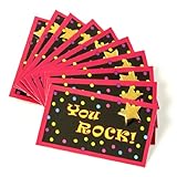 You Rock Cards & Gold Star Lapel Pins - Set of 10 Classroom Recognition Pins