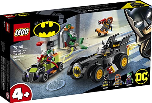 LEGO 76180 DC Batman: Batman vs. The Joker: Persecución en el Batmobile, Coches de Juguete para Niños de 4 Años o Más, Mini Figuras Joker y Batgirl