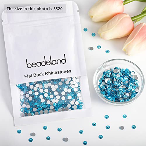 Image of Beadsland Flat Back Crystal Rhinestones, Aquamarine, SS30, 576pcs | Flatback Glass Gems, 6.3-6.5mm, for Nail Art Craft, Glue Fix