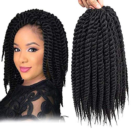 UNA 6packs Senegalese Twist Crochet Hair Short Braids Small Twist Crochet Braiding Hair Senegalese Twists Hairstyles For Black Women 22strands/pack (12inch,1B)