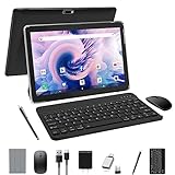 【NEWアップグレード版】Android WIFIモデル タブレット 10.1インチ 5G/2.4GHz WiFiモデルタブレット、ROM64GB+512GB拡張可能、解像度1280*800FHD、デュアルカメラ、BT5.0+6000mAh+デュアルカメラ、顔認証+GMS認証、キーボード+マウス+保護ケース+タッチペン+フィルム付きタブレット、子供用オンライン授業、日本語説明書付き(ブラック)