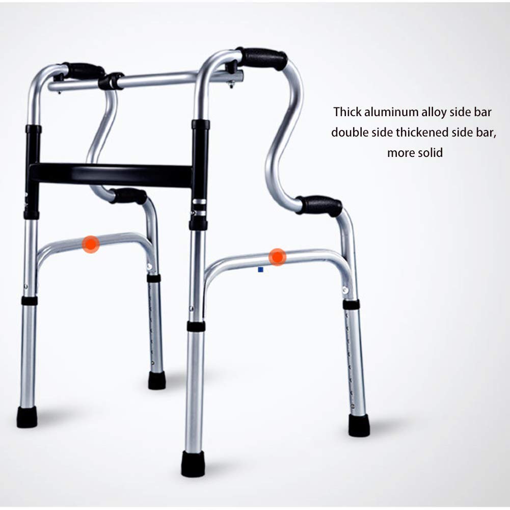 Leichter Gehrahmen Standard Walkers Rollator Walker Klappbare Unterarmstütze mit Sitz Vierrädriger Rollator für Senioren/Behinderte (Vierbein-Rohr) (mit 2 Runden)
