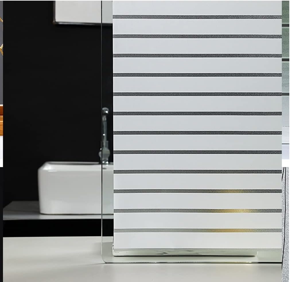 Window Privacy Film Window Film Window Privacy Film Glue-free Glass Sticker Peep-proof Office Stripe Film Bathroom Door Balcony Kitchen Window Decoration Blackout Window Film Window Films(B,40*100 cm)