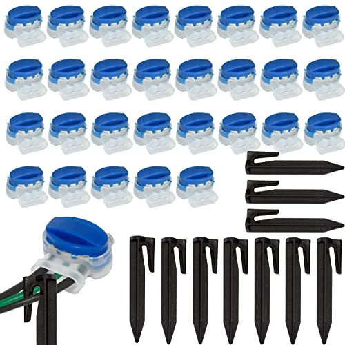ZAMDOE 30 Conectores de Cable de límite 314 Conector de Cable Impermeable y 10 Ganchos para Worx, para Husqvarna, para Gardena Cortacéspedes robóticos cortacésped automático