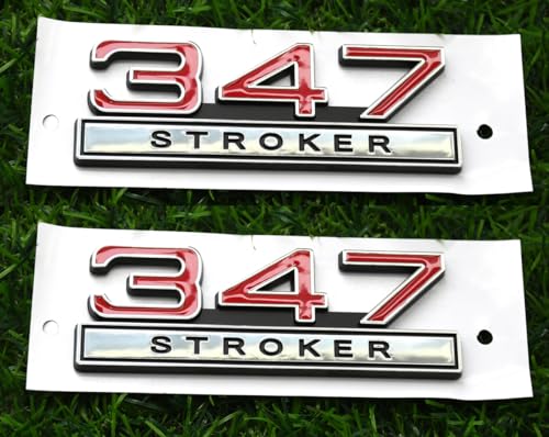 Image of 2pcs 347 Liter 5.7 Stroker Engine Emblems Badge 3D Decals Stickers Cars Trucks (Chrome Red)