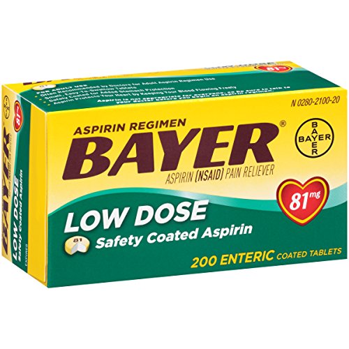 Aspirin Regimen Bayer, 81Mg Enteric Coated Tablets, Pain Reliever/Fever Reducer, 200 Count #TOP2