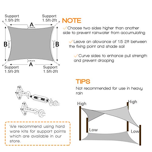Artpuch Sun Shade Sail 6.5'X10' Gray Shade Cover For Patio Outdoor, 185Gsm Rectangle Backyard Shade Sail For Garden Playground #TOP5