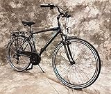 28 Zoll ALU Herren City Rad, gefedert mit 21-Gang Shimano Kettenschaltung, Gepäckträger und Licht NEU 2832-Schwarz-Blau