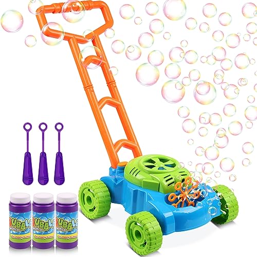 Image of Lydaz Bubble Lawn Mower for Toddlers, Kids Bubble Blower Maker Machine, Indoor Outdoor Push Backyard Gardening Toys, Birthday Gifts Halloween Party Favors Games Toys for Preschool Baby Boys Girls