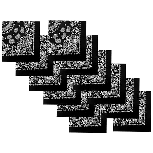12 Pack Black Thick Cotton Nice Bandanas Paisley Design