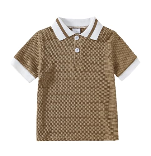 Toddler Boy Polo Shirt Short Sleeve Cooling Texture Fabric Top Fashion Summer Tops Brown