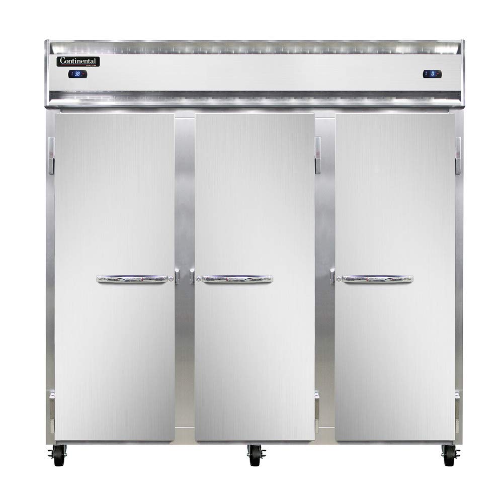Refrigerator Three Section Reach-In Refrigerator/Freezer (2 Refrigerator Sections/1 Freezer Section) by Continental – Model 3RRF-SS