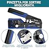YGiTK Pinza Crimpatrice RJ45 CAT7 Professionale con 50 Connettori Schermati, Testatore Ricaricabile e Design Foro Passante - Kit Completo per Cavi Ethernet 10Gbps, Scatola Portatile Inclusa