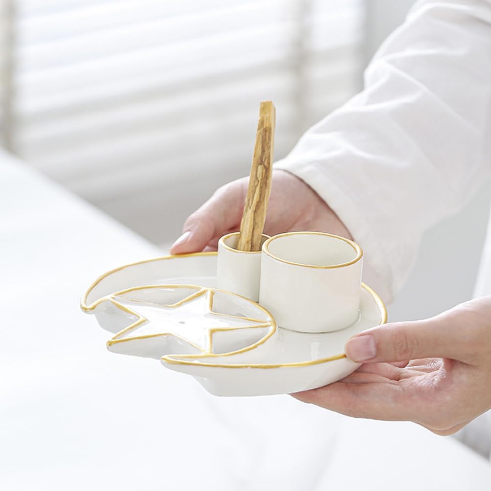 Cabilock Ceramic Incense Holder Tray Versatile Sage Burner for Incense Sticks Elegant Candle Stand and Decorative Home Accent Unique Artistic Design Ceramic Material