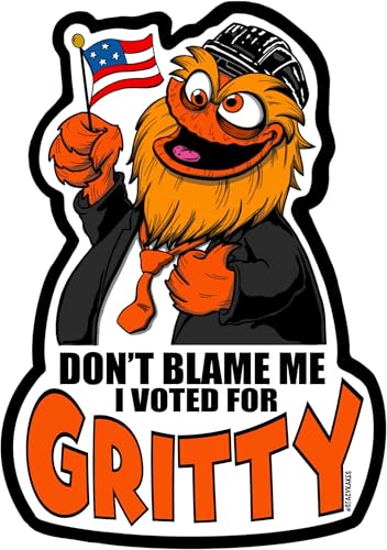 Image of I Voted for Gritty Philadelphia Decal - for Cars, Laptops, and More! - Use Inside or Outside - Sticks to Any Flat Smooth Surface