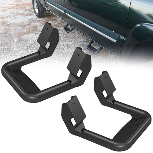 ADTOPI Universal Side Hoop Steps Aluminum Side Step for Truck Running Board Compatible with Jeep Ford F150 Dodge Ram Chevy Silverado, Black Powder Coated,2 Pack (Instructions)