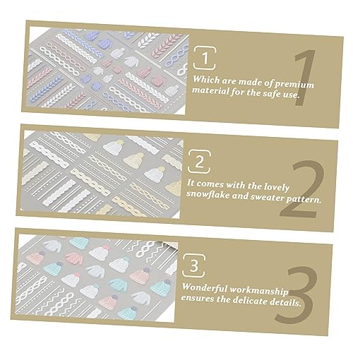 Autocollants Noël manucure motif pull flocon de neige nail art 12 sets - 6