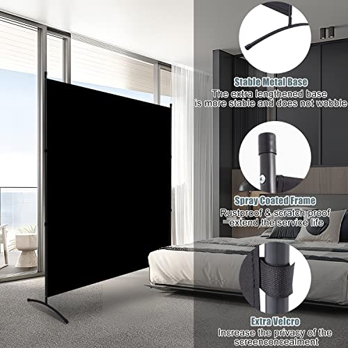 Room Divider Single Panel Privacy Screen, 71''x72''H Large Divider for Room Separation, Thickened Fabric 6FT Room Divider Wall Screen for Bedroom Office School, Portable Partition Room Dividers, Black - Thumbnail 3