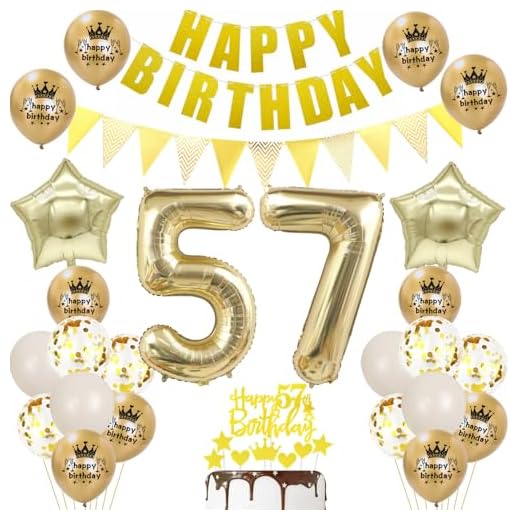 Globos de 57 cumpleaños para hombre, decoración de oro, globos de 57 cumpleaños, decoración para hombres y mujeres, globos de aluminio, globos de 57