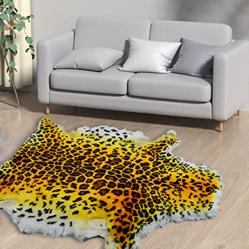Gracefur Area Rug Tiger And Leopard Skin Printed Decor Rugs Super Soft Real Australia Sheepskin Carpet For Living Room, Bed Room, Sofa And So On 1 Pelt (Leopard) #TOP4