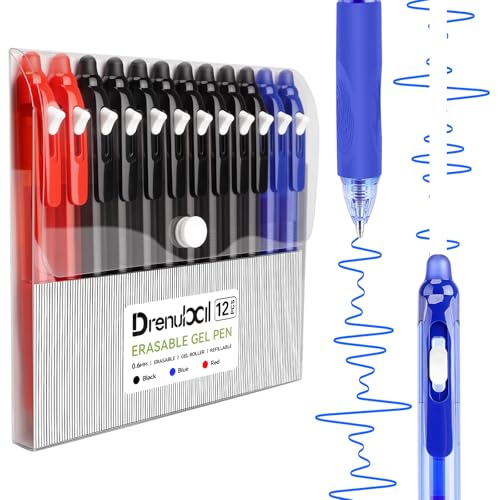 Stylo à encre gel effaçable 0,7 mm lot de 12 stylos bille effaçables pour école enfant bureau