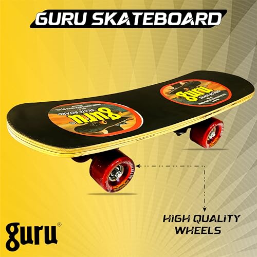 Image of GURU Skateboard, Wooden Non-Slip Skateboard for Kids, Adult, Casterboard /Skate Board /Hoverboard /Longboard for Beginners, Learners, Training Purpose for All Age Group