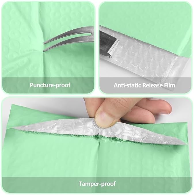 ProLine #0 6x10 inches Extra Wide Light Green Poly Bubble Mailers Padded Envelopes Shipping Bags (25)