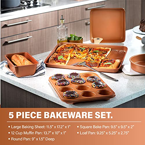 Gotham Steel Hammered Copper Collection – 20 Piece Premium Cookware & Bakeware Set With Nonstick Copper Coating, Includes Skillets, Stock Pots, Deep Square Fry Basket, Cookie Sheet And Baking Pans #TOP7