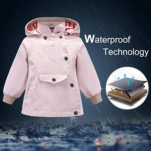 ACESTAR Boys Girls Waterproof Hooded Rain Jacket Kids Cotton Lined Rain Coat Toddler Windbreaker Spring Fall Raincoat4