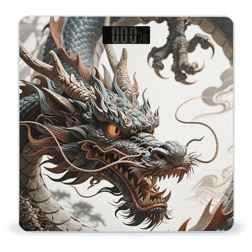 Báscula de baño digital Dragon con vidrio templado
