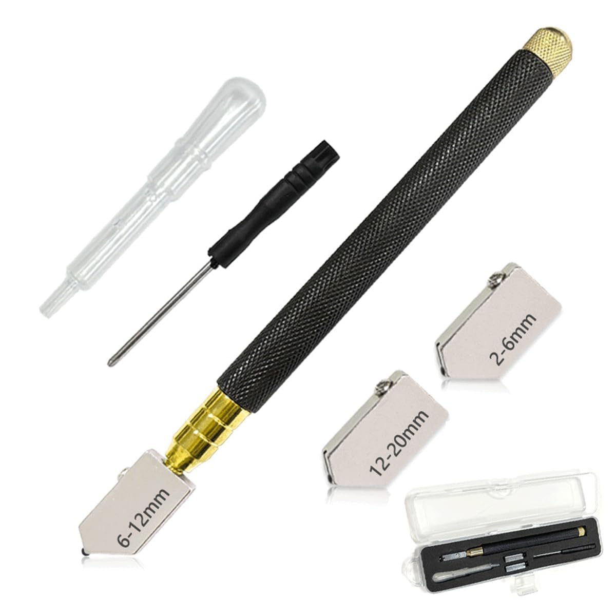 5Pcs Glass Cutter Kit, 2mm-20mm Glass Bottle Cutter Pen for DIY Crafts, Cutting Tiles, Mosaic, Bottles, Mirrors