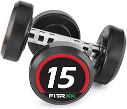 FITRXX Pair of 15kg Rubber Coated Round Bouncer Dumbbells for Men & Women | Premium Cast Iron Dumbbell Set for Home & Gym | Full Body, Strength & Fitness Training | Set of 2 (15kg Each)