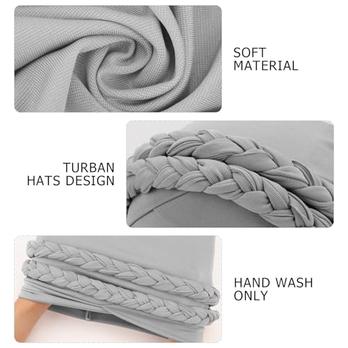 Image of DRESHOW African Women Turban Caps Beanie Twist Headscarf Pre-Tied Double Twisted Braid Hair Cover Wrap Hat Chemo Cancer Cap