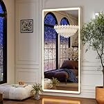 GLSLAND LED Full Length Mirror 71x32 inch Full Body Mirror with Stand Wall Mounted Hanging Mirror with Lights Free Standing Floor Mirror for Bedroom,White - Image 2