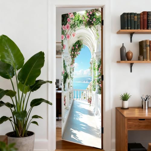 Image of Nuxovilar Sea View Arch Door Stickers Peel Stick PVC 30.3x78.7 in