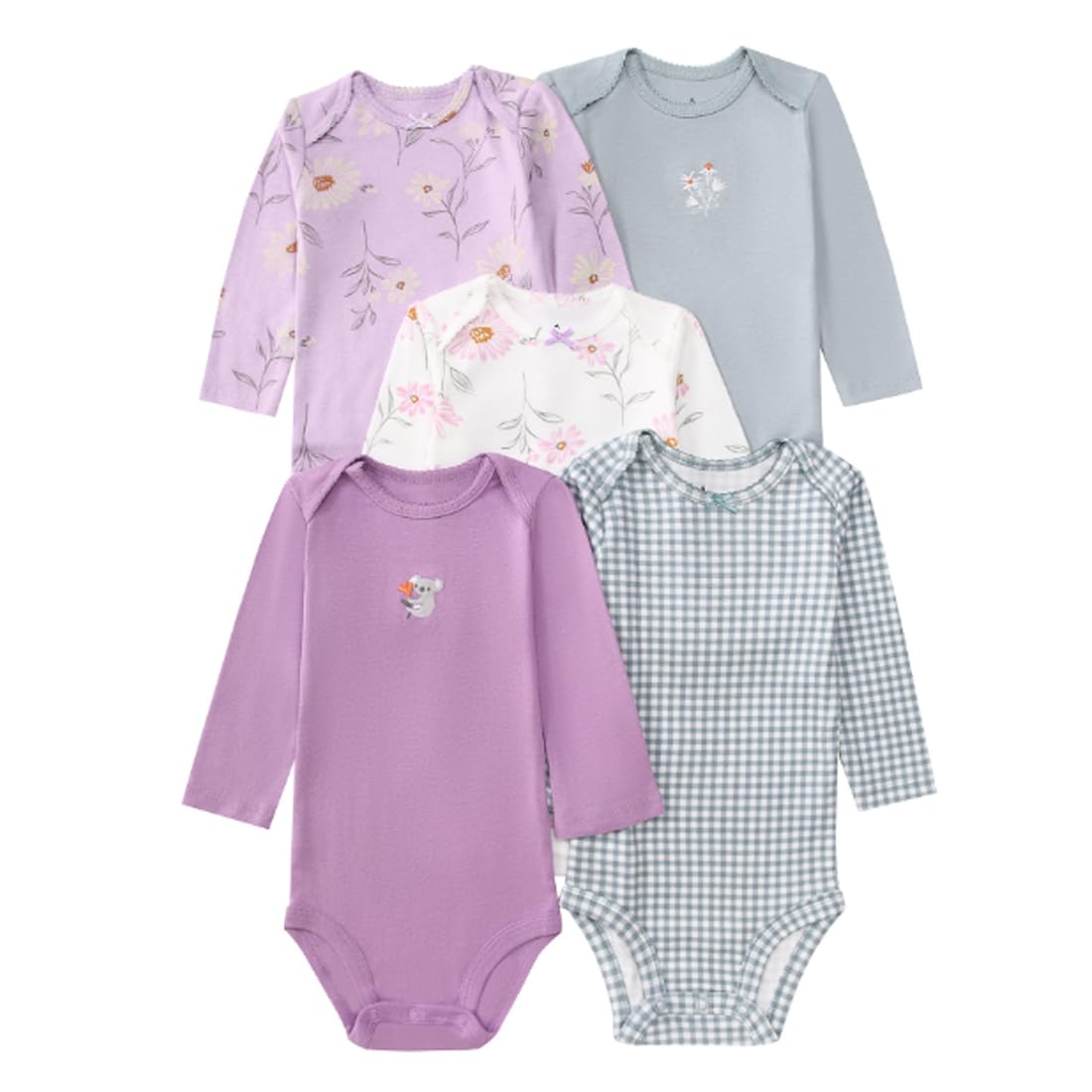 Bambino Bambina Body a Manica Lunga 5 Confezioni con Cartone Animato 0-24 Mesi