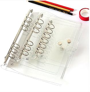 A5/A6/A7 Standard 6 Holes Transparent Notebook Cover Protector Soft PVC Round Ring Binder Loose Leaf Folder Planner (A7)