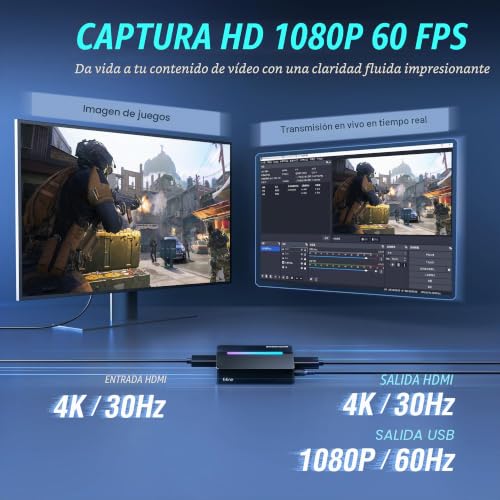 Tarjeta de captura HDMI a USB Fifine AmpliGame para transmitir directos de Switch en Mac 2