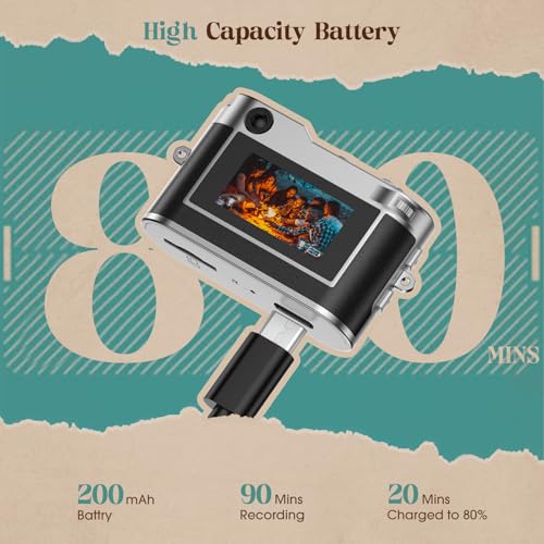 Mini Digital Camera, Keychain Camera 1080P HD with 2MP Lens, Flash, Video Recording, 32G Card Included, Portable and Compact Retro Vlog Camera for Travel, Kids, Black