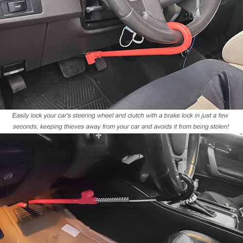 SHMZK Car Steering Wheel Lock, Anti-Theft Car Device Steering Wheel Pedal Brake Lock with Keys, Adjustable Security Steering Wheel Lock Fit Distance from Steering Wheel to Pedal Within 21-30" by SHMZK - Image 3