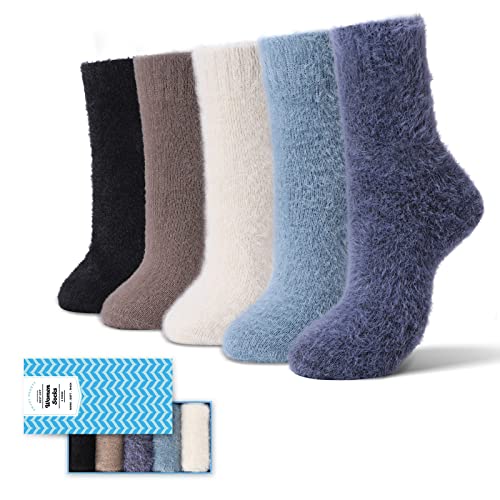 Iceivy Women Fuzzy Socks 5 Pack Thick Soft Winter Warm Cozy Crew Casual Slipper Multicolor Socks With Gifts Box #TOP18