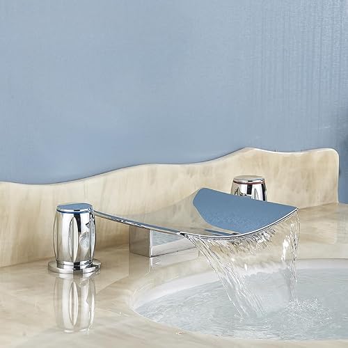 VDOQTLJT Basin Sink Faucet Dual HandleBathroom Washbasin Water Deck Mounted Mixer Tap Hot Cold Crane Bathroom(Chrome T)