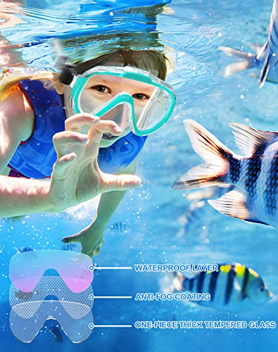 Norabidea Swim Goggles Adult, Anti Fog One Piece Lens Snorkel Diving Goggles, Clear View Tempered Glass Swimming Mask With Nose Cover For Scuba Dive Swim (Green) #TOP3