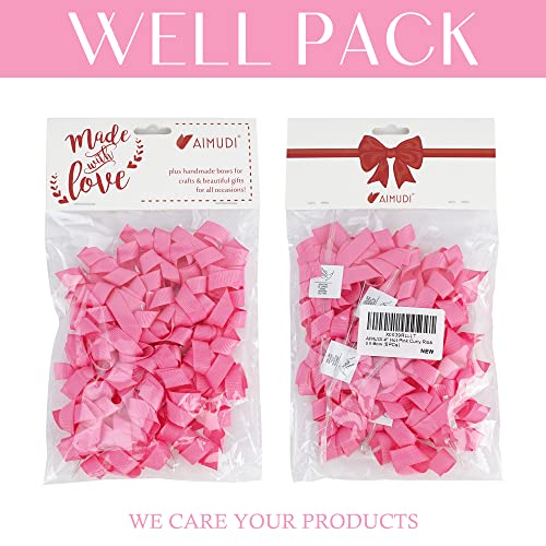 Aimudi Hot Pink Curly Bows For Mother's Day Gift Wrapping 4" Self Adhesive Curly Gift Bows Twist Tie Curly Bows For Treat Bags Wedding Birthday Baby Shower Party Favors - 6 Counts #TOP6