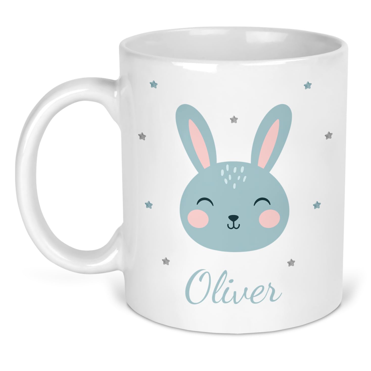 Chicken Craft Personalised Easter Mug - Blue Bunny Name Cup - Custom Easter Gift for Kids & Adults - Cute Rabbit Design - Easter Present for Him - Ceramic Blue