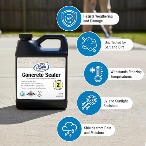Image of Rain Guard Concrete Sealer Concentrate | Makes 2 Gallon | Natural Finish | Deep Penetrating Protection Against Water and Salt Damage for All Concrete Surfaces | Silane /Siloxane Waterproofer