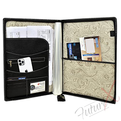Image of FUTURE X Multipurpose Leatherette Professional File Folders for Certificates, Documents Holder, Portfolio, Executive File Legal Size Documents Holder with 20 Leafs for Men and Women (Black)