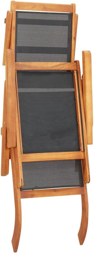 Outdoor Wood Lounge Chaise,Patio Lounger for Pool Beach Sun Tanning Chair,Outdoor Bed, Solid Acacia Wood and Textilene