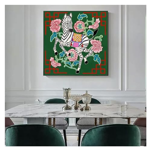 Tableau de mode vintage fleur de zèbre impression sur toile chic - 6